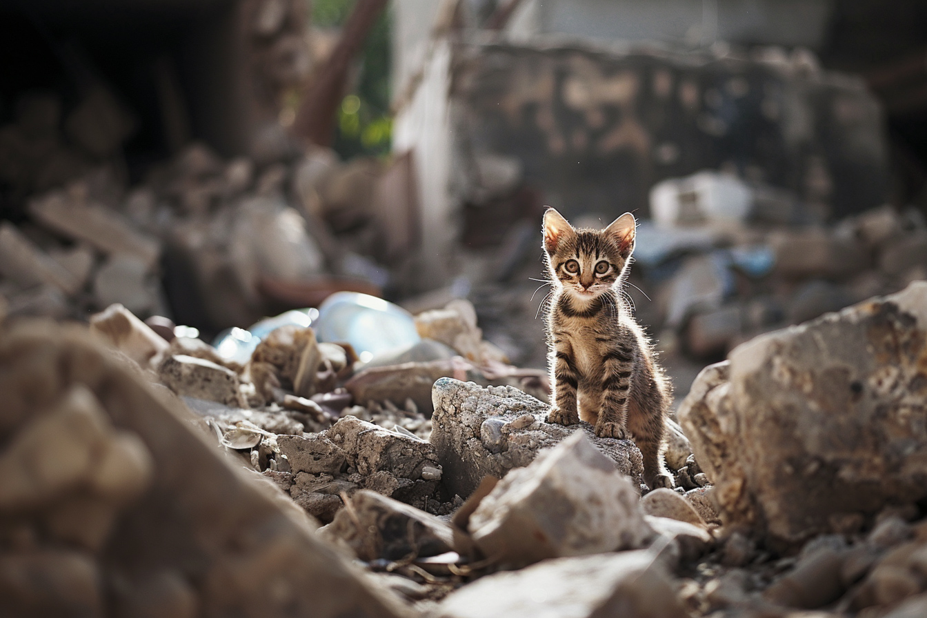 Photo of a kitten looking menacing.